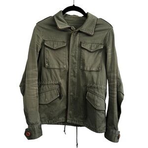 Moussy Olive Green Military Utility Full Zip Jacket Size 1 XS Combat Grunge